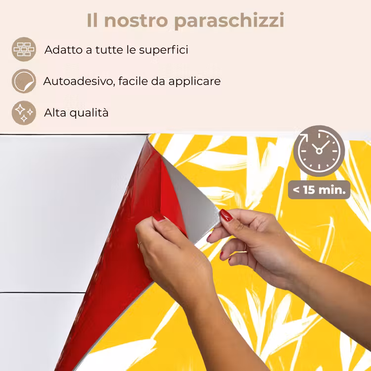 Paraschizzi cucina - Astratto - Foglie - Giallo - Pennellate — 4