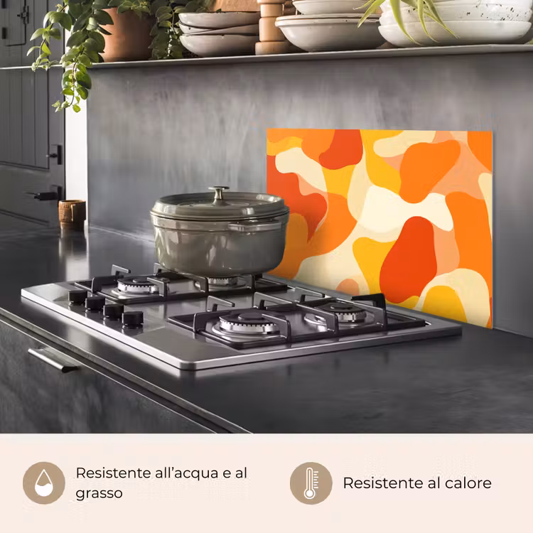 Paraschizzi cucina - Astratto - Forme - Arancione — 2