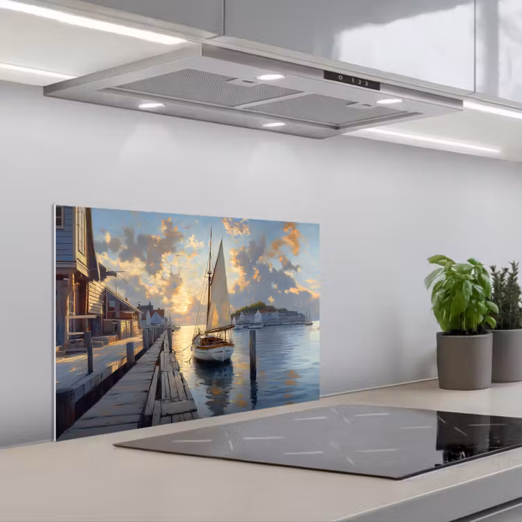 Paraschizzi cucina - Barca a vela - Sole - Molo - Legno — 1