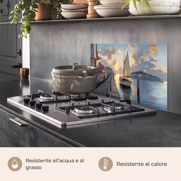 Paraschizzi cucina - Barca a vela - Sole - Molo - Legno — 2