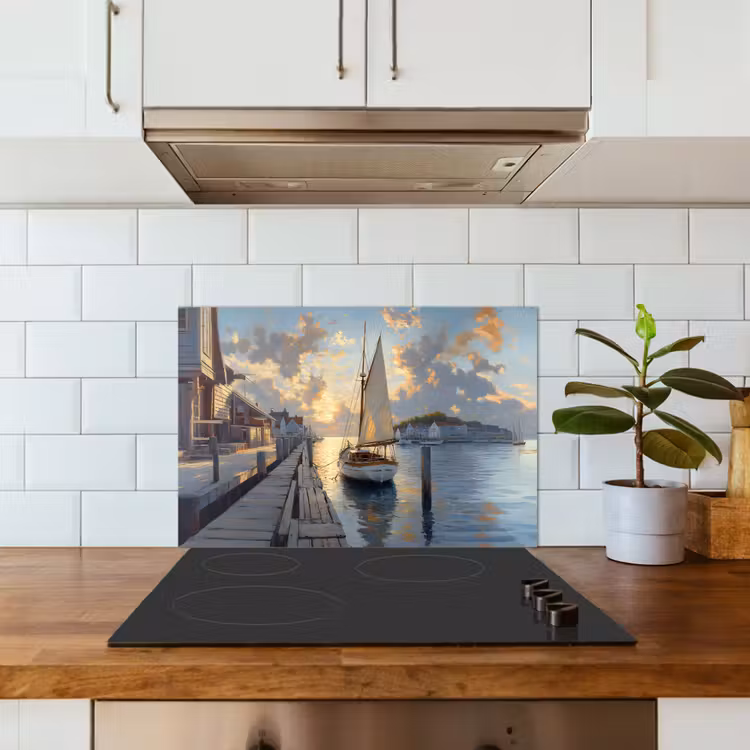 Paraschizzi cucina - Barca a vela - Sole - Molo - Legno — 3