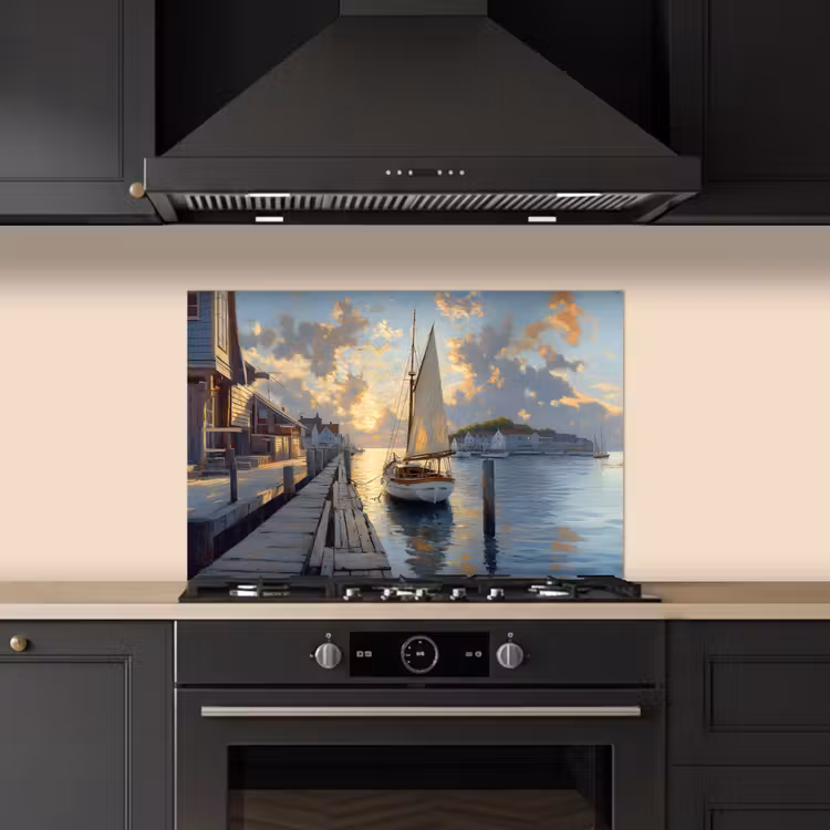 Paraschizzi cucina - Barca a vela - Sole - Molo - Legno — 5