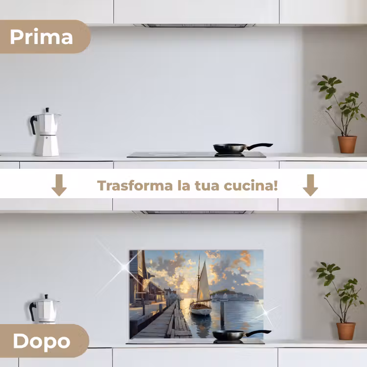Paraschizzi cucina - Barca a vela - Sole - Molo - Legno — 7