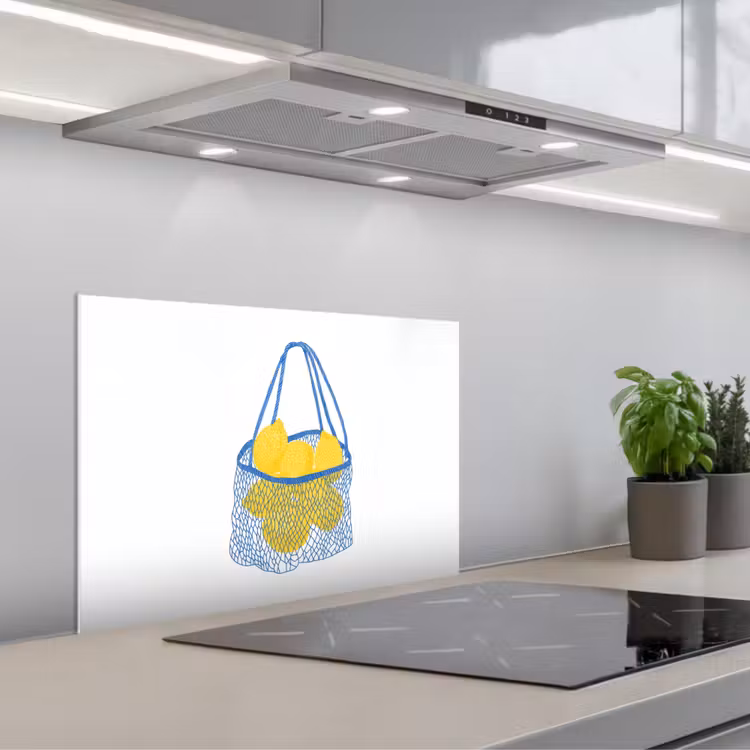 Paraschizzi cucina - Borsa - Blu - Limoni - Illustrazione — 1