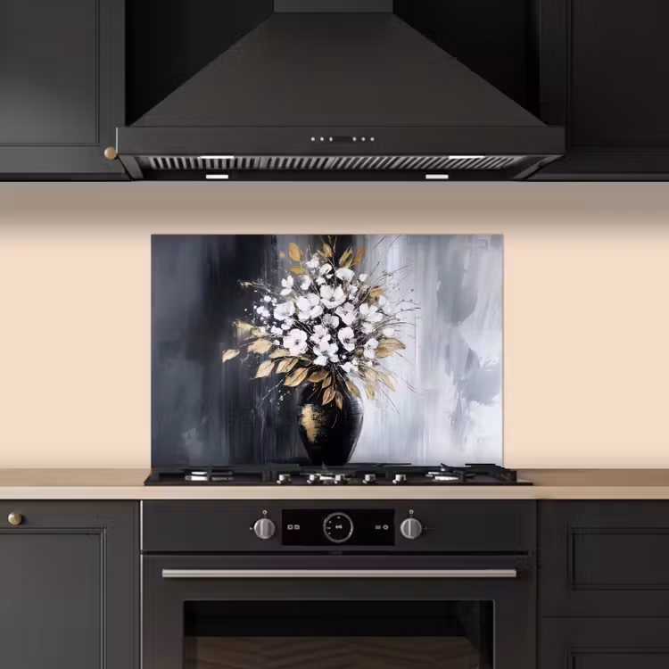 Paraschizzi cucina - Fiori - Bianco - Vaso - Astratto — 5