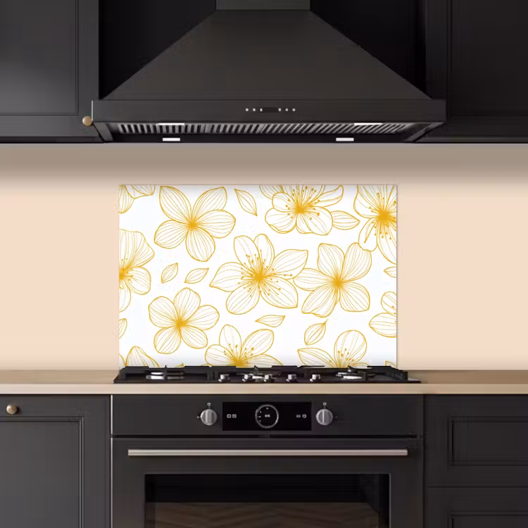 Paraschizzi cucina - Fiori - Motivo - Illustrazione - Giallo — 5