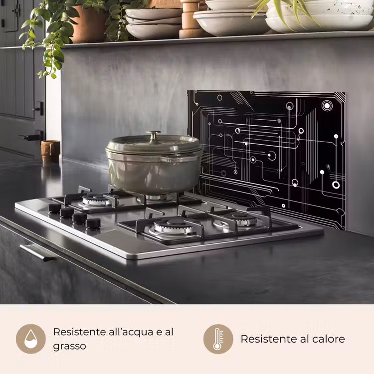 Paraschizzi cucina - Gioco - Astratto - Linee - Cerchi - Nero — 2