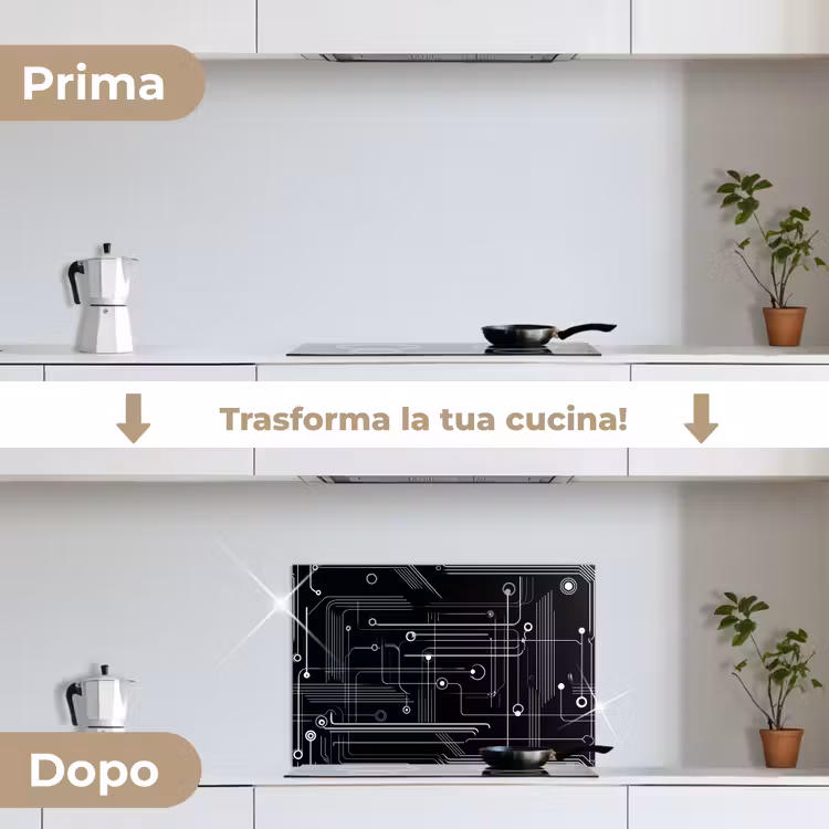 Paraschizzi cucina - Gioco - Astratto - Linee - Cerchi - Nero — 7