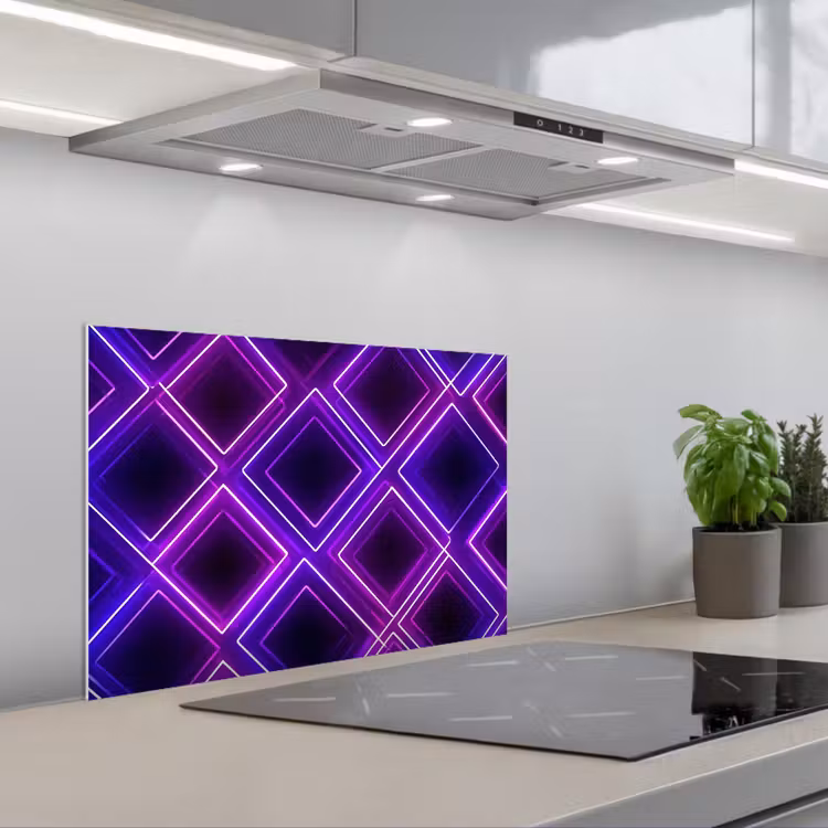 Paraschizzi cucina - Gioco - Diamanti - Neon - Viola — 1