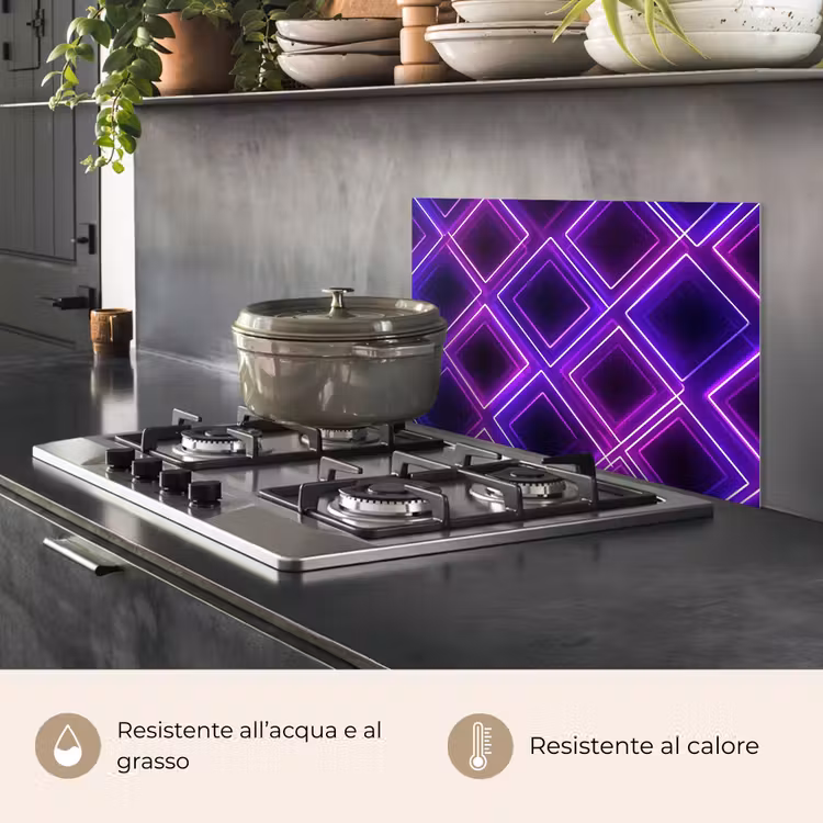 Paraschizzi cucina - Gioco - Diamanti - Neon - Viola — 2
