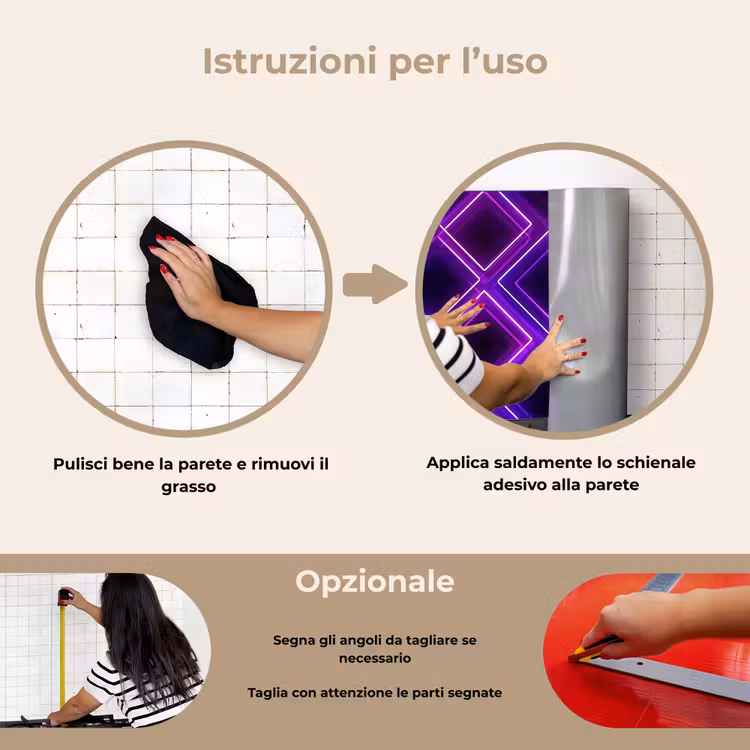 Paraschizzi cucina - Gioco - Diamanti - Neon - Viola — 6
