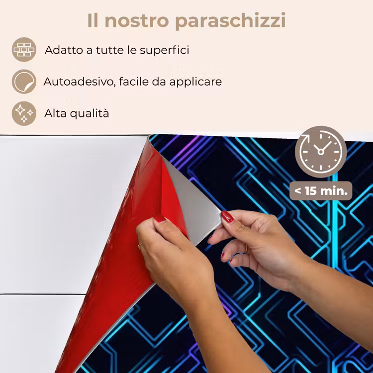 Paraschizzi cucina - Gioco - Forme a scacchiera - Astratto - Neon - Viola — 4