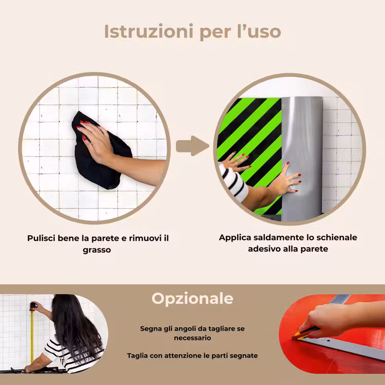 Paraschizzi cucina - Gioco - Strisce - Angolare - Verde — 6