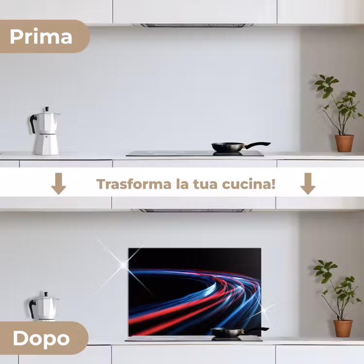 Paraschizzi cucina - Gioco - Tracce luminose - Ondulato - Rosso — 7