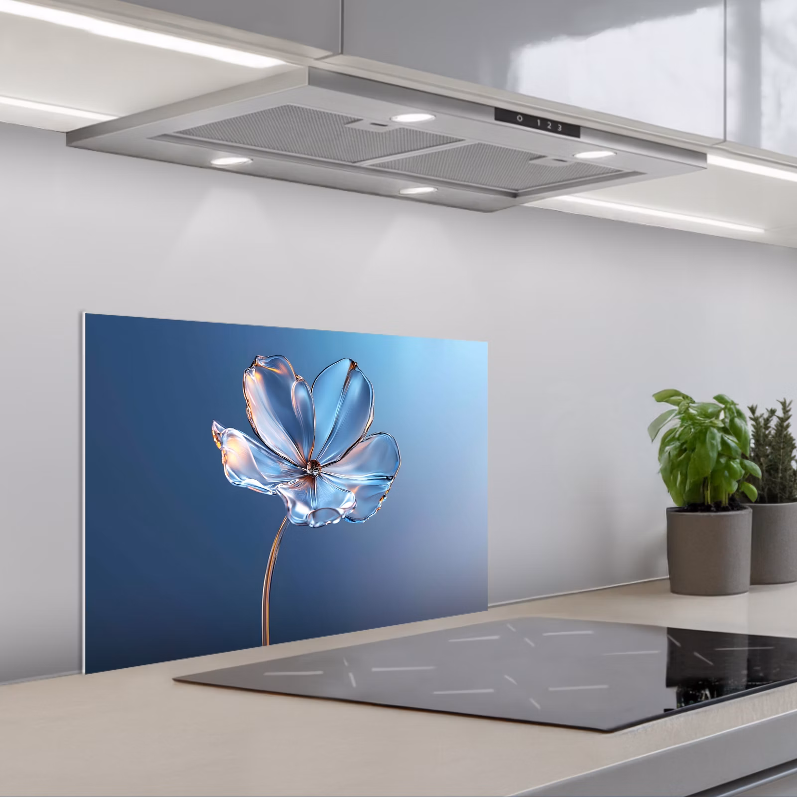Paraschizzi cucina - Blu - Fiore - Occhiali - Ornati — 1