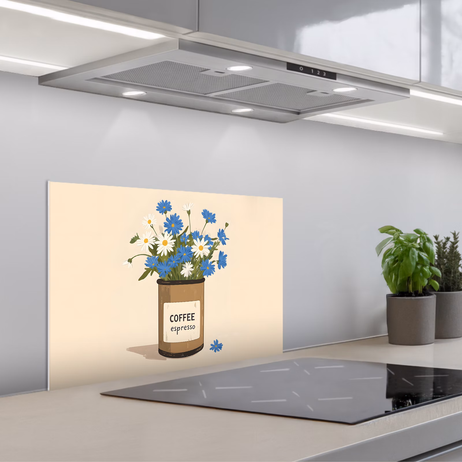 Paraschizzi cucina - Caffè - Latta - Minimalista - Fiori — 1