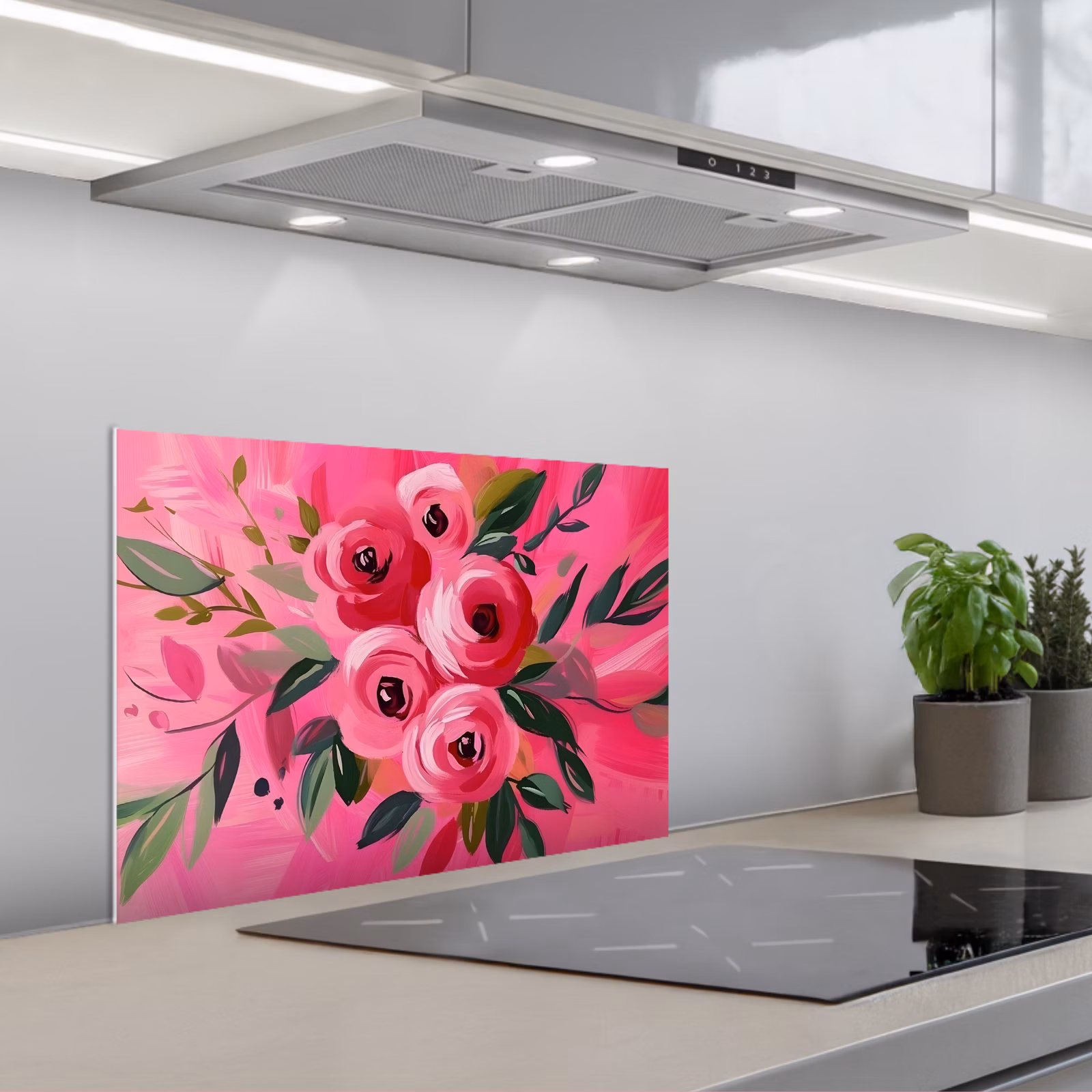 Paraschizzi cucina - Fiori - Vernice - Rosa — 1
