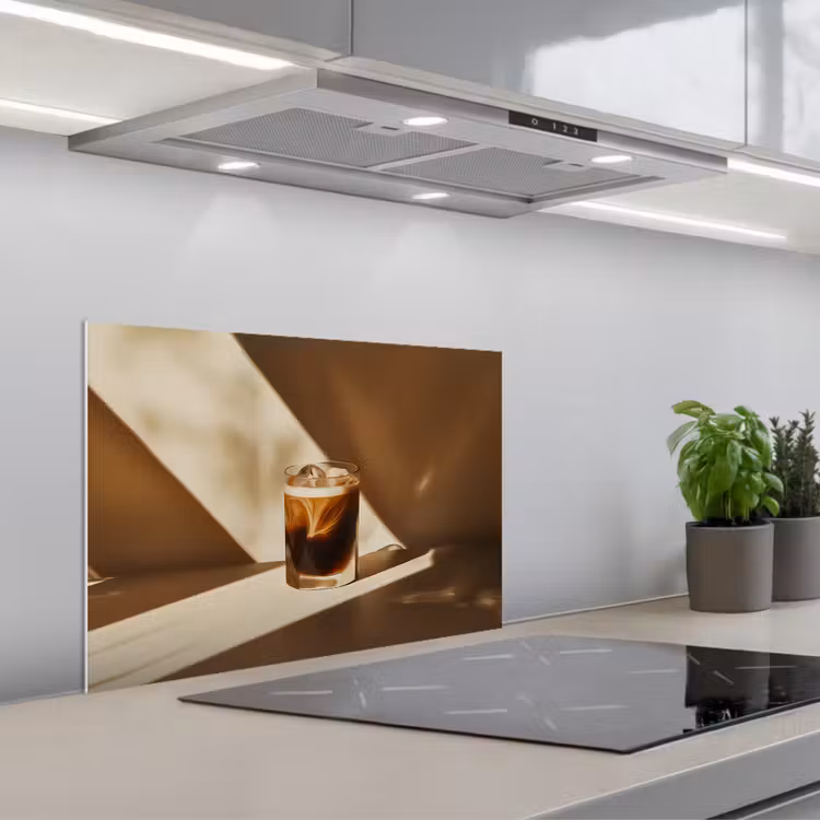 Paraschizzi cucina - Bicchiere - Caffè freddo - Ombra - Marrone — 1