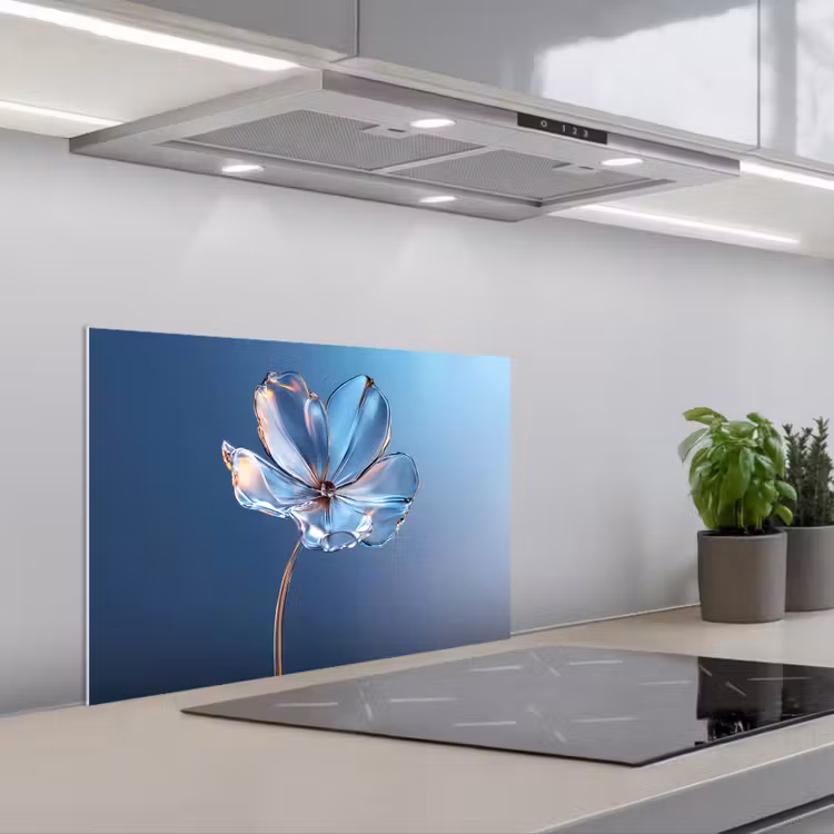Paraschizzi cucina - Blu - Fiore - Occhiali - Ornati — 1