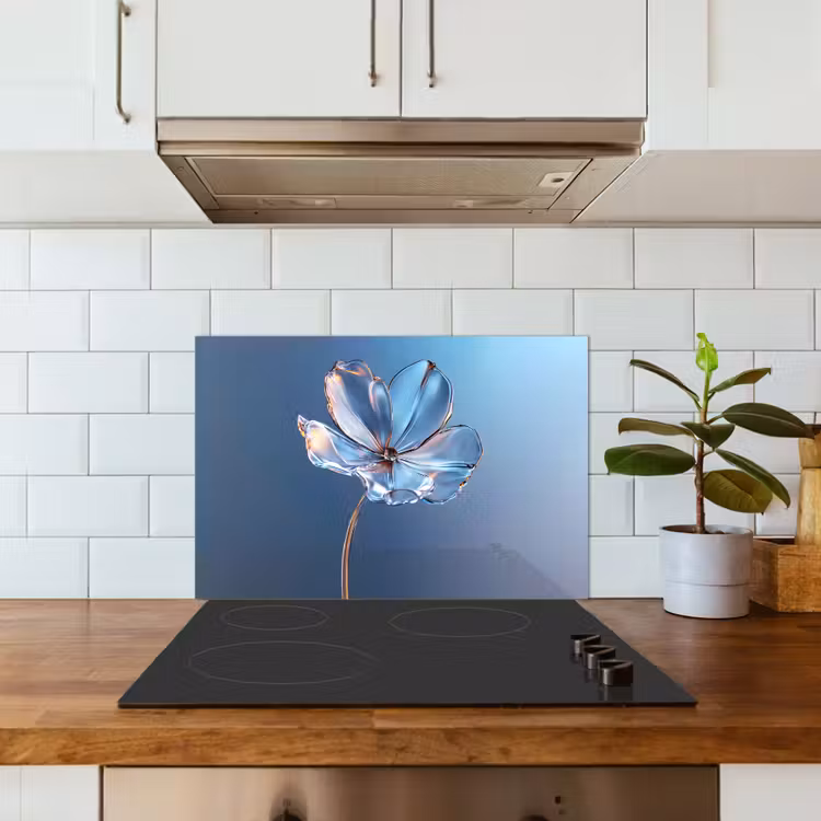 Paraschizzi cucina - Blu - Fiore - Occhiali - Ornati — 3