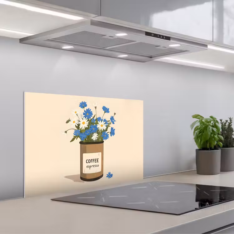 Paraschizzi cucina - Caffè - Latta - Minimalista - Fiori — 1