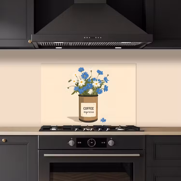 Paraschizzi cucina - Caffè - Latta - Minimalista - Fiori — 5