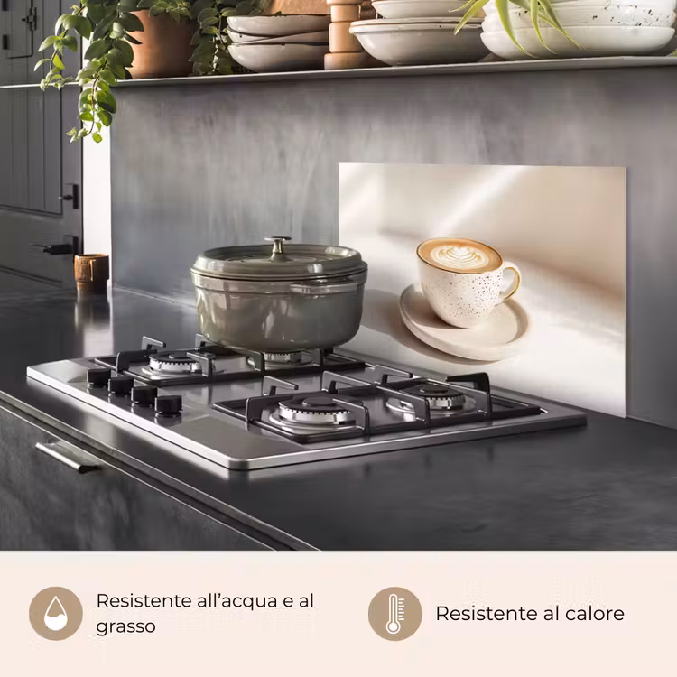 Paraschizzi cucina - Cappuccino - Schiuma - Piatto - Beige — 2