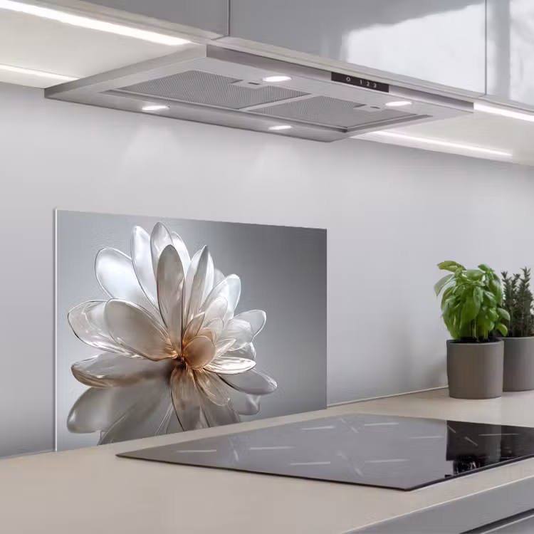 Paraschizzi cucina - Fiore - Bianco - Neutro — 1