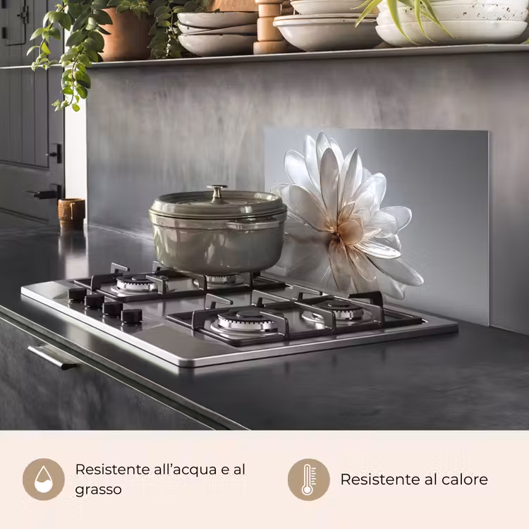 Paraschizzi cucina - Fiore - Bianco - Neutro — 2