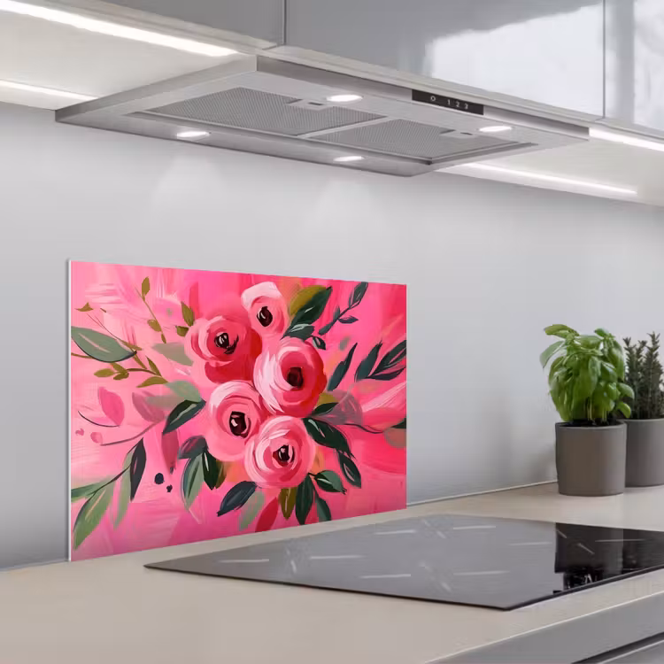Paraschizzi cucina - Fiori - Vernice - Rosa — 1