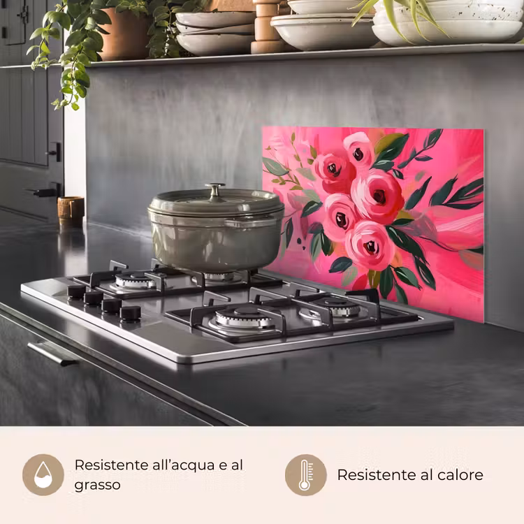 Paraschizzi cucina - Fiori - Vernice - Rosa — 2