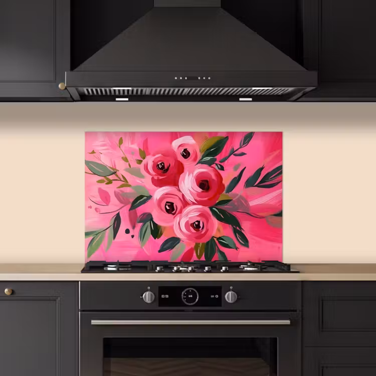 Paraschizzi cucina - Fiori - Vernice - Rosa — 5