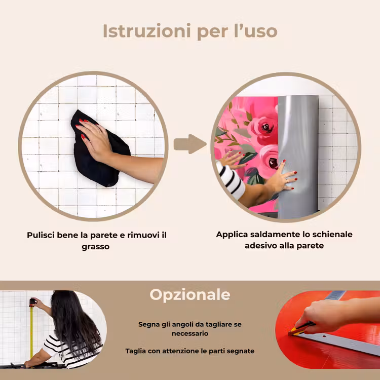 Paraschizzi cucina - Fiori - Vernice - Rosa — 6