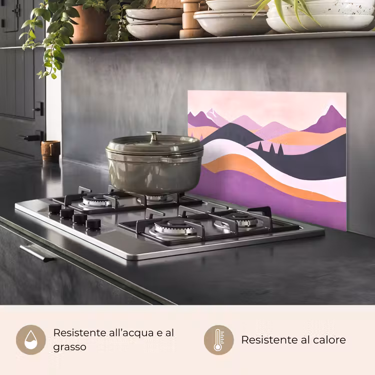 Paraschizzi cucina - Astratto - Colline - Alberi - Verde — 2