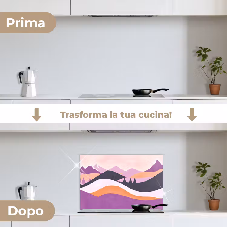 Paraschizzi cucina - Astratto - Colline - Alberi - Verde — 7