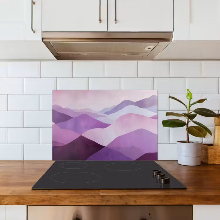 Paraschizzi cucina - Astratto - Colline - Paesaggio - Viola — 3