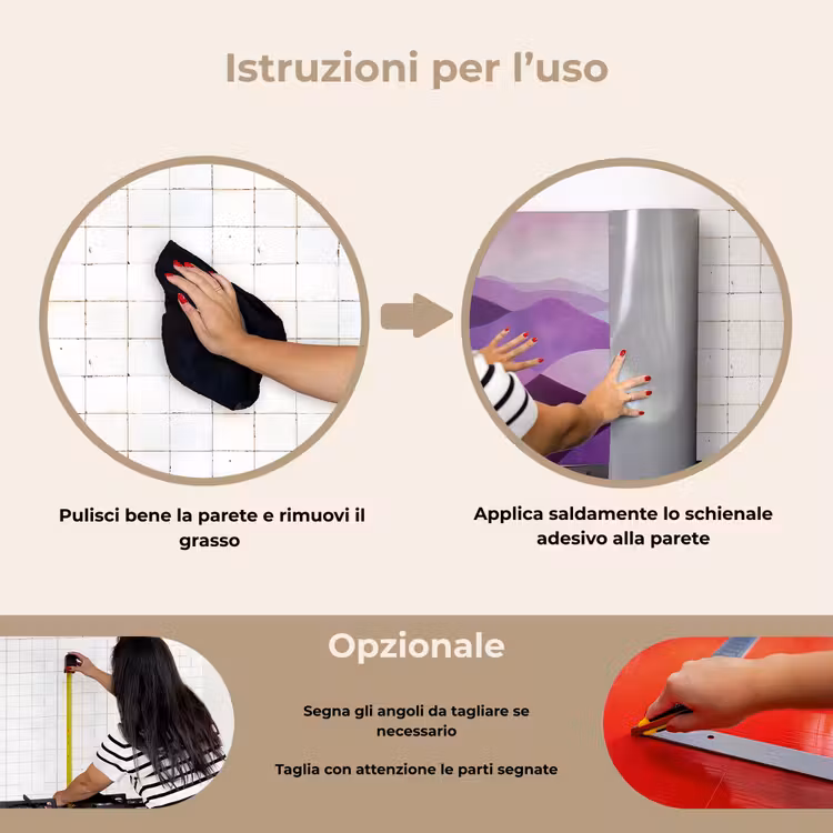 Paraschizzi cucina - Astratto - Colline - Paesaggio - Viola — 6