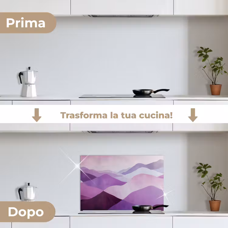 Paraschizzi cucina - Astratto - Colline - Paesaggio - Viola — 7
