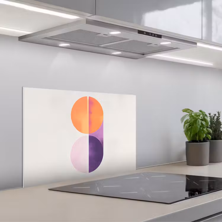 Paraschizzi cucina - Cerchi - Astratto - Viola — 1