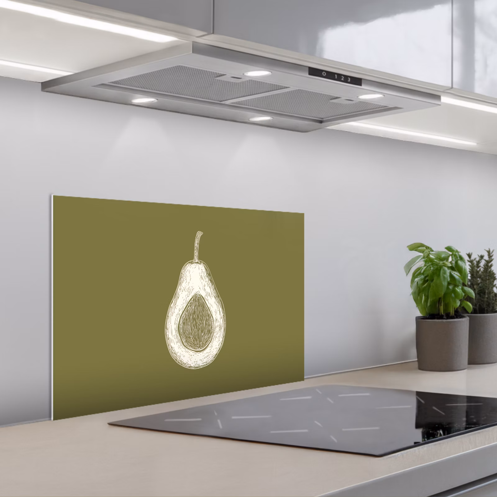 Paraschizzi cucina - Avocado - Minimalista - Illustrazione - Verde — 1