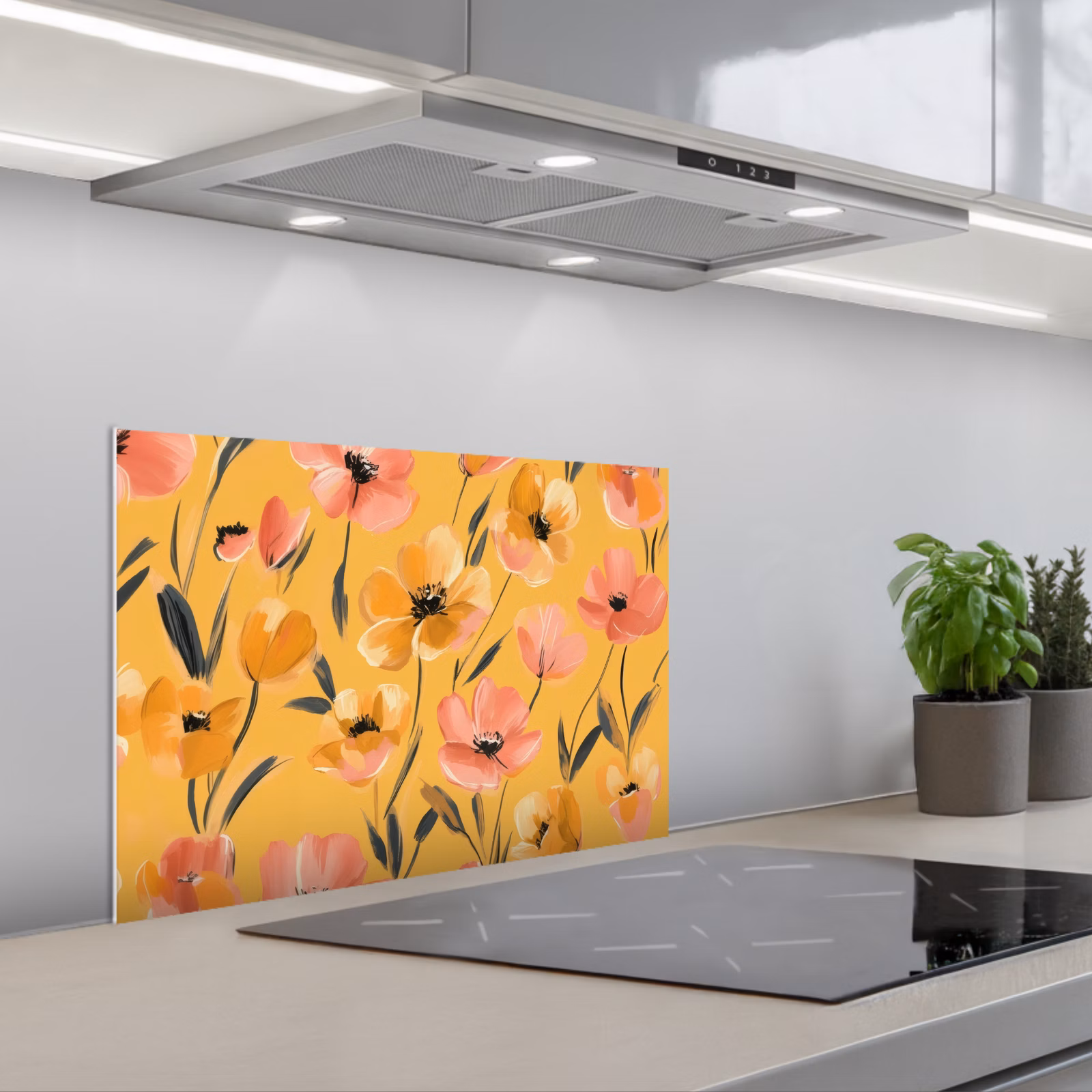 Paraschizzi cucina - Fiori - Dipinti - Giallo — 1