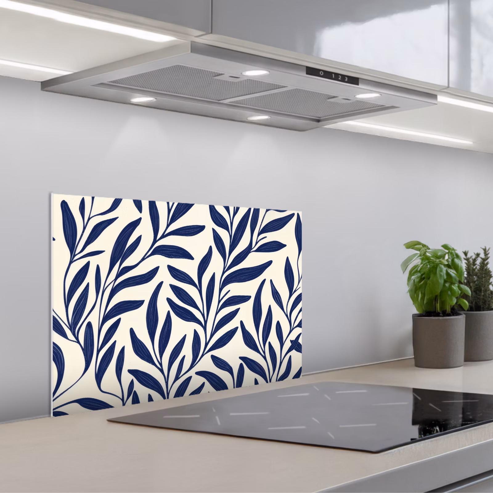 Paraschizzi cucina - Foglie - edera - blu scuro — 1