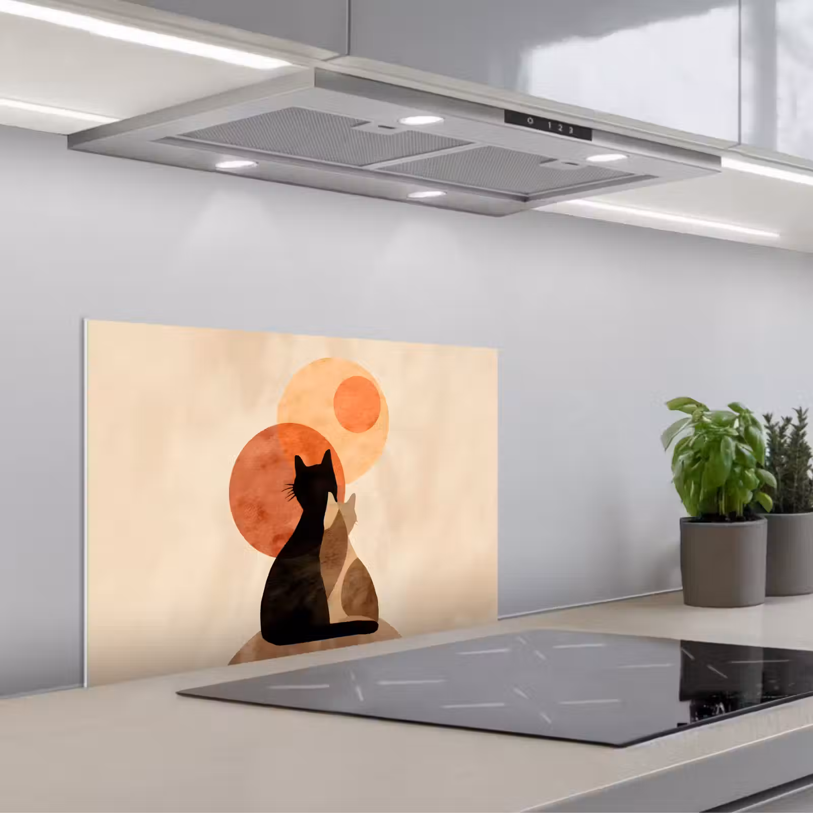 Paraschizzi cucina - Gatti - Nero - Astratto - Cerchi — 1