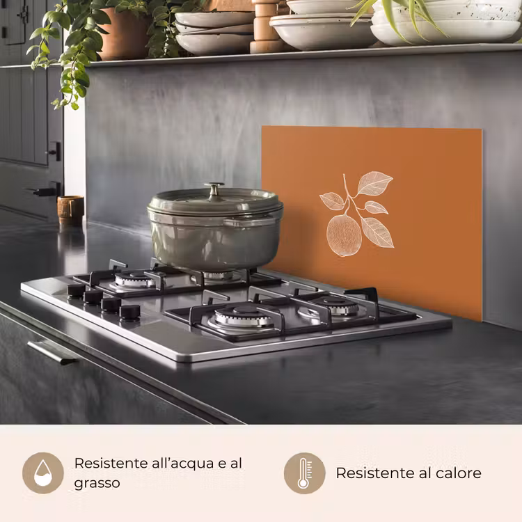 Paraschizzi cucina - Arancione - Disegnato - Foglie - Marrone — 2