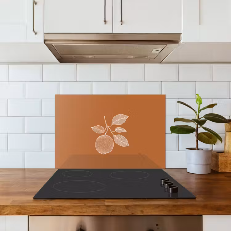 Paraschizzi cucina - Arancione - Disegnato - Foglie - Marrone — 3