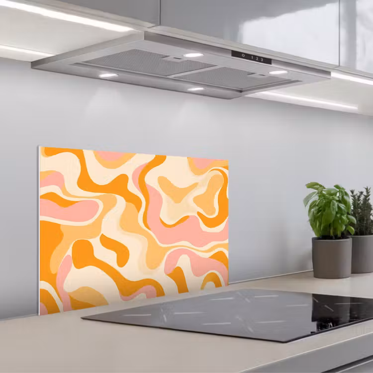 Paraschizzi cucina - Astratto - Ondulato - Arancione — 1