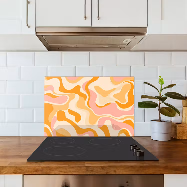 Paraschizzi cucina - Astratto - Ondulato - Arancione — 3