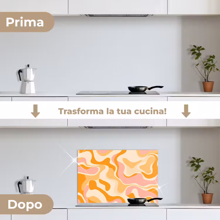 Paraschizzi cucina - Astratto - Ondulato - Arancione — 7