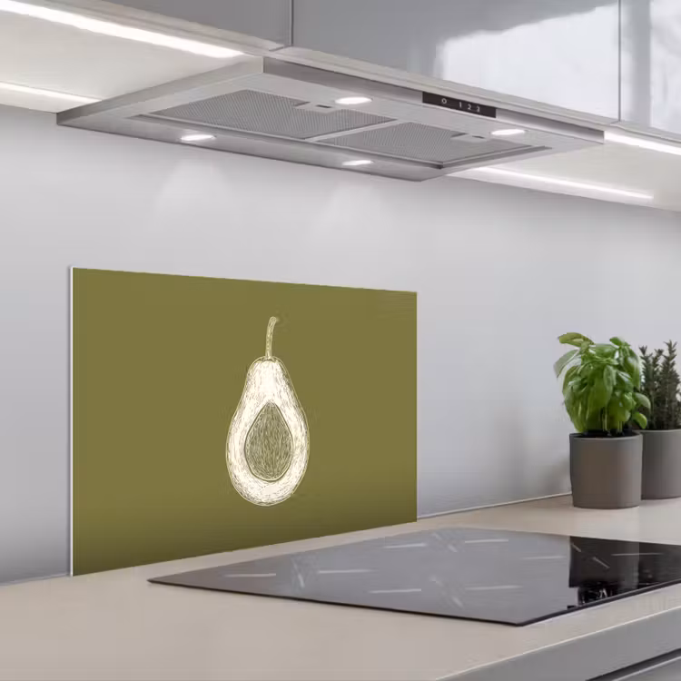 Paraschizzi cucina - Avocado - Minimalista - Illustrazione - Verde — 1