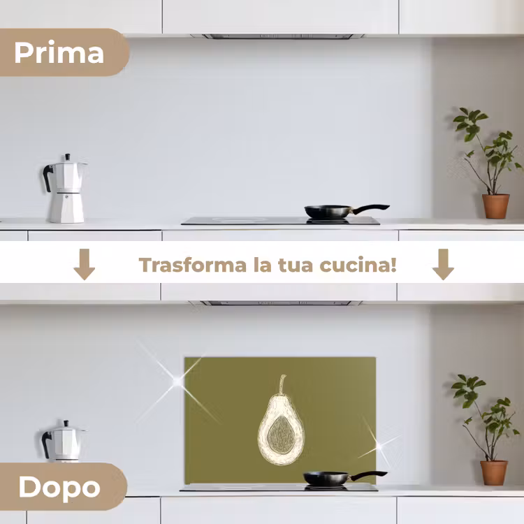 Paraschizzi cucina - Avocado - Minimalista - Illustrazione - Verde — 7